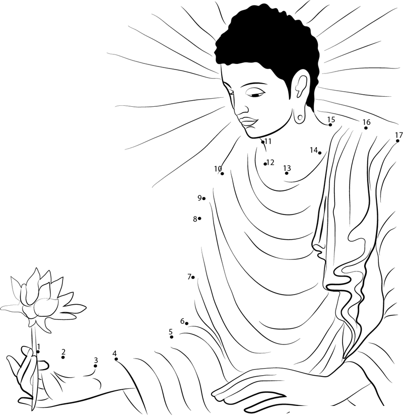 Buddha Jayanti printable dot to dot worksheet