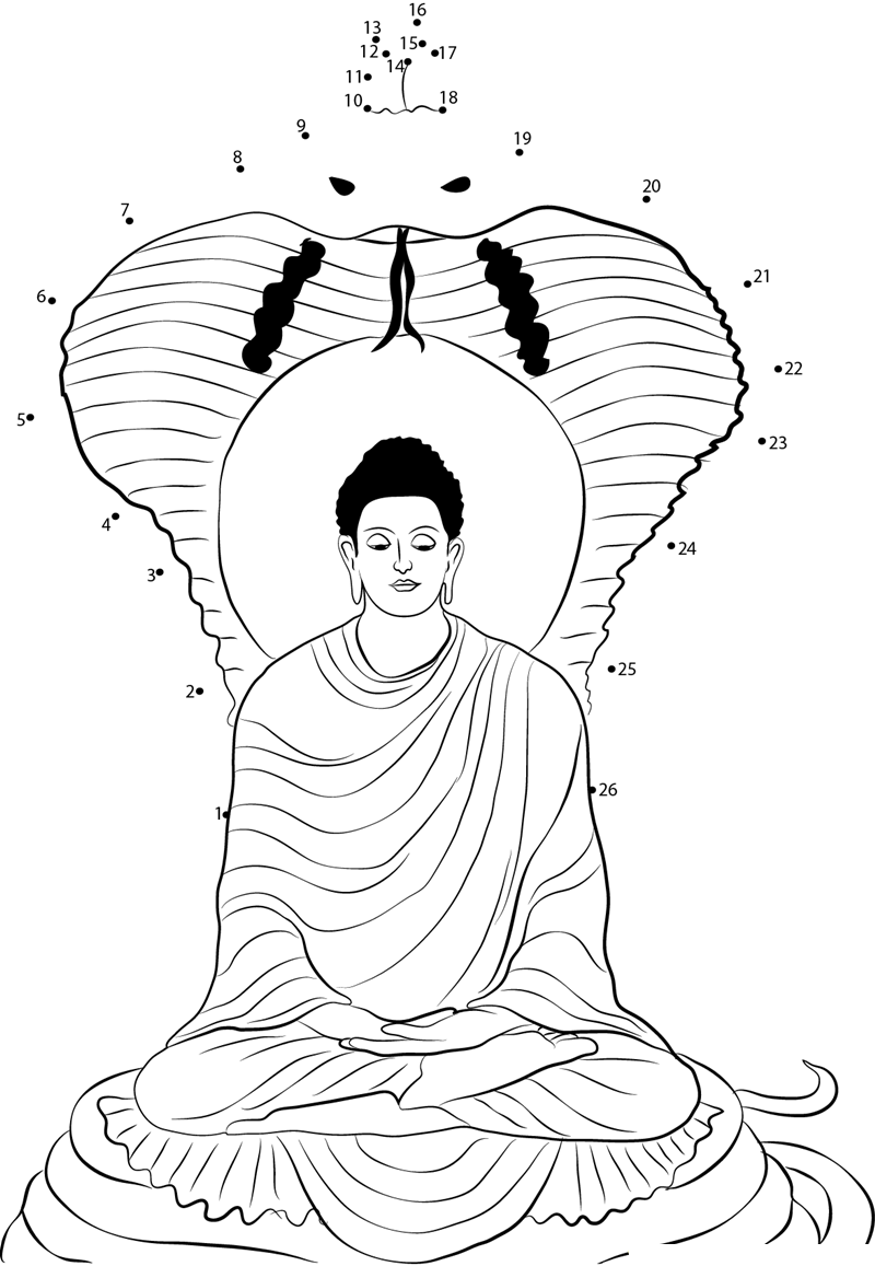 Buddha Spirituality printable dot to dot worksheet