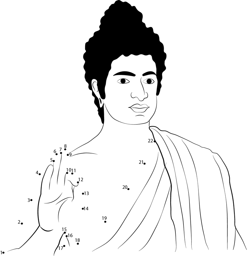 Gautama Buddha printable dot to dot worksheet