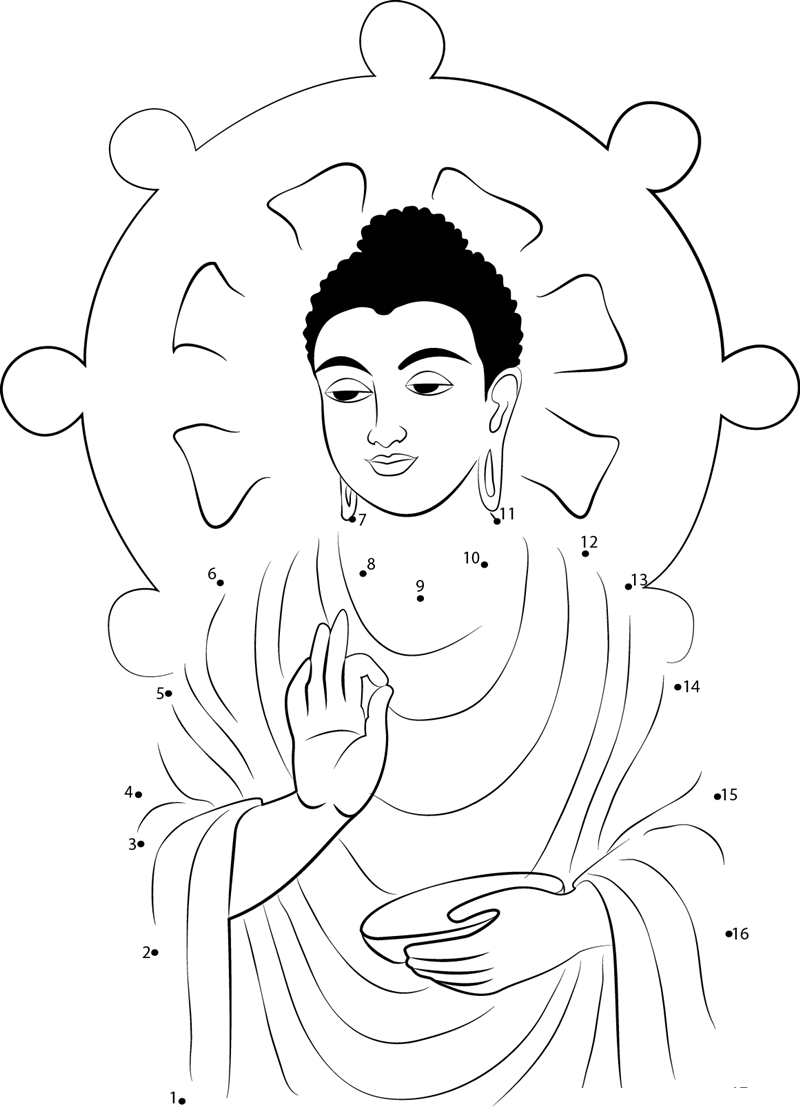 Lord Buddha printable dot to dot worksheet