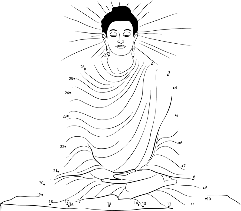 Lord Buddha Puja printable dot to dot worksheet