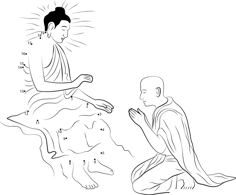 Wishing Buddha Purnima printable dot to dot worksheet