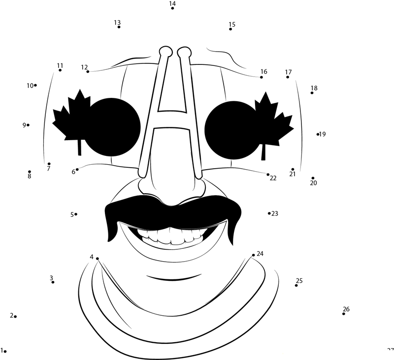 Canada Day Glasses printable dot to dot worksheet