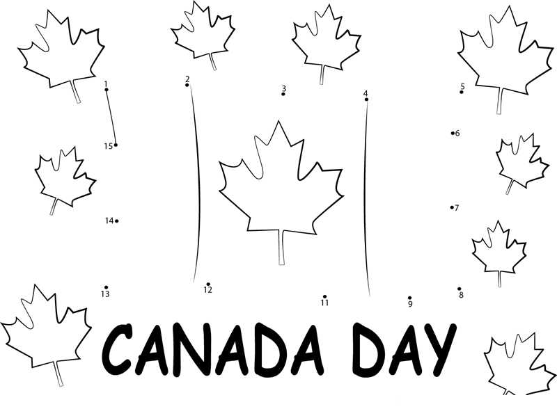 Happy Canada Day printable dot to dot worksheet