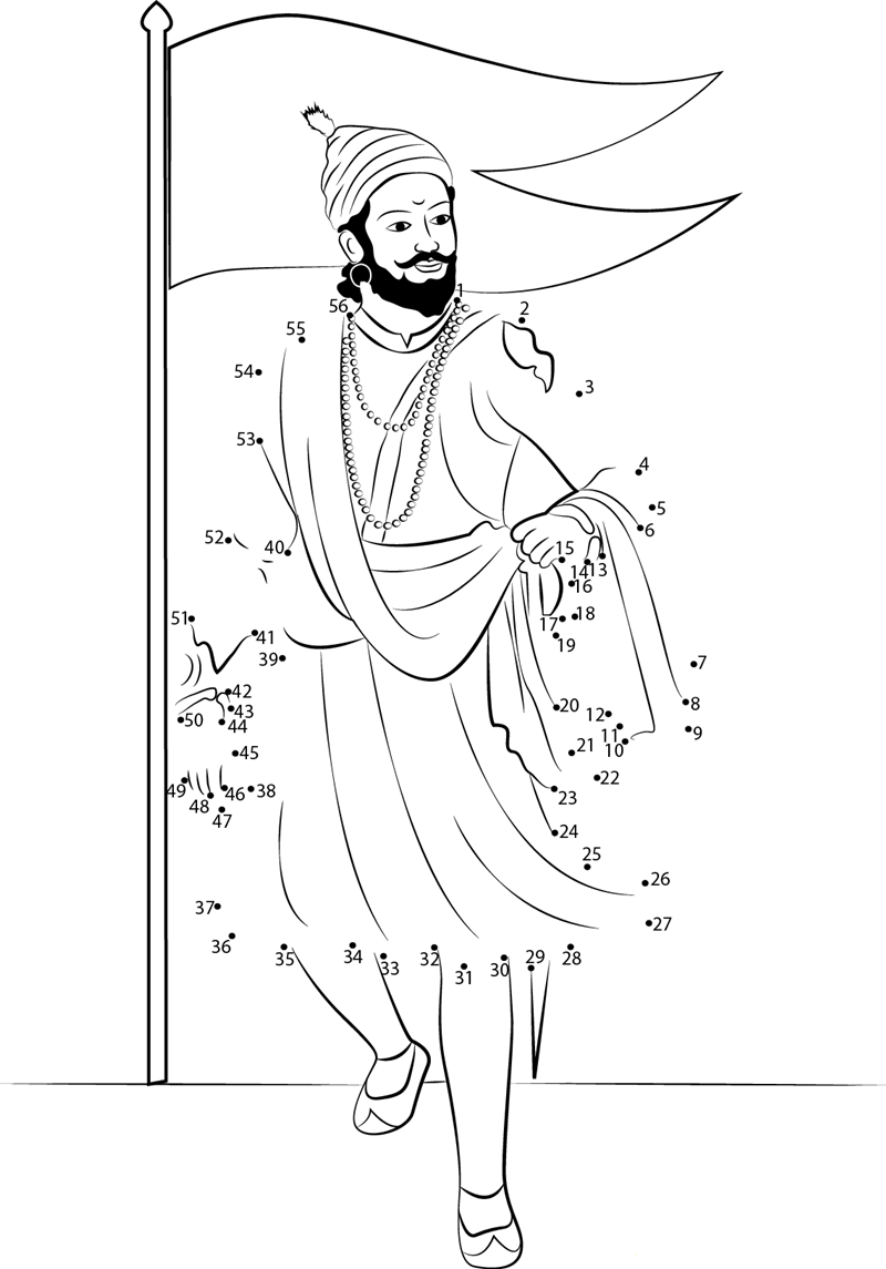 Shivaji Maharaj printable dot to dot worksheet