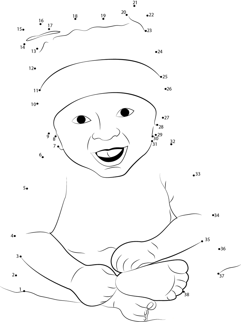 Cute Little Children printable dot to dot worksheet