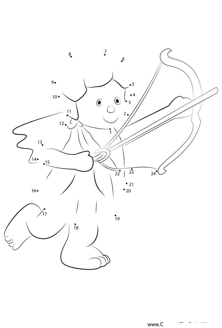 Angel-With-Bow-And-Arrow dot to dot worksheets