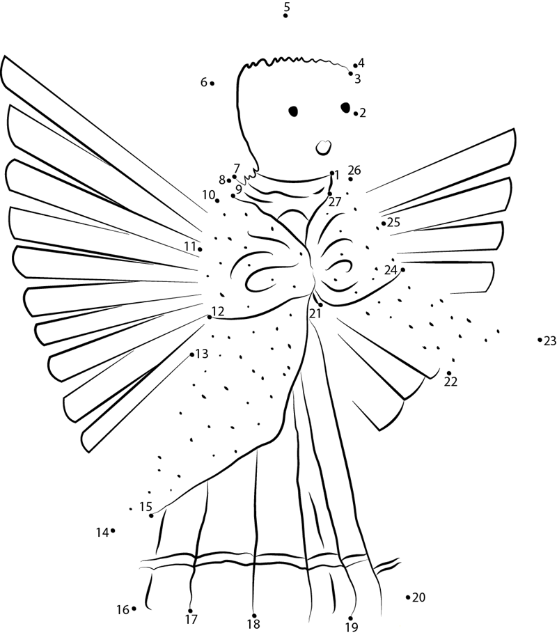 Angel printable dot to dot worksheet