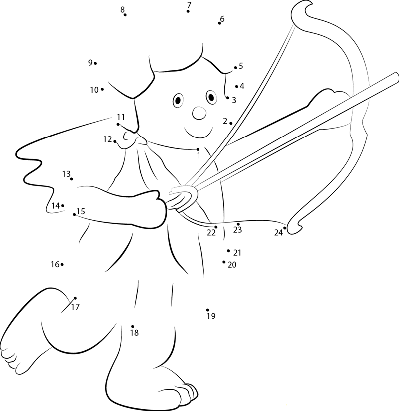 Angel With Bow And Arrow dot to dot worksheets