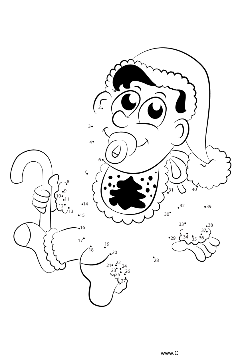 Baby-Christmas dot to dot worksheets