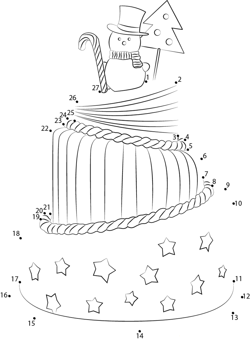 Bigstock Big Christmas Cake dot to dot worksheets