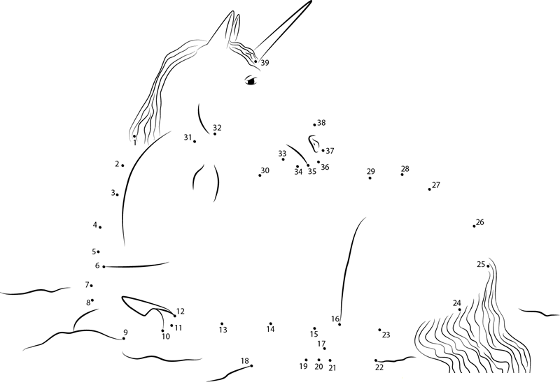 A Real Unicorn dot to dot worksheets