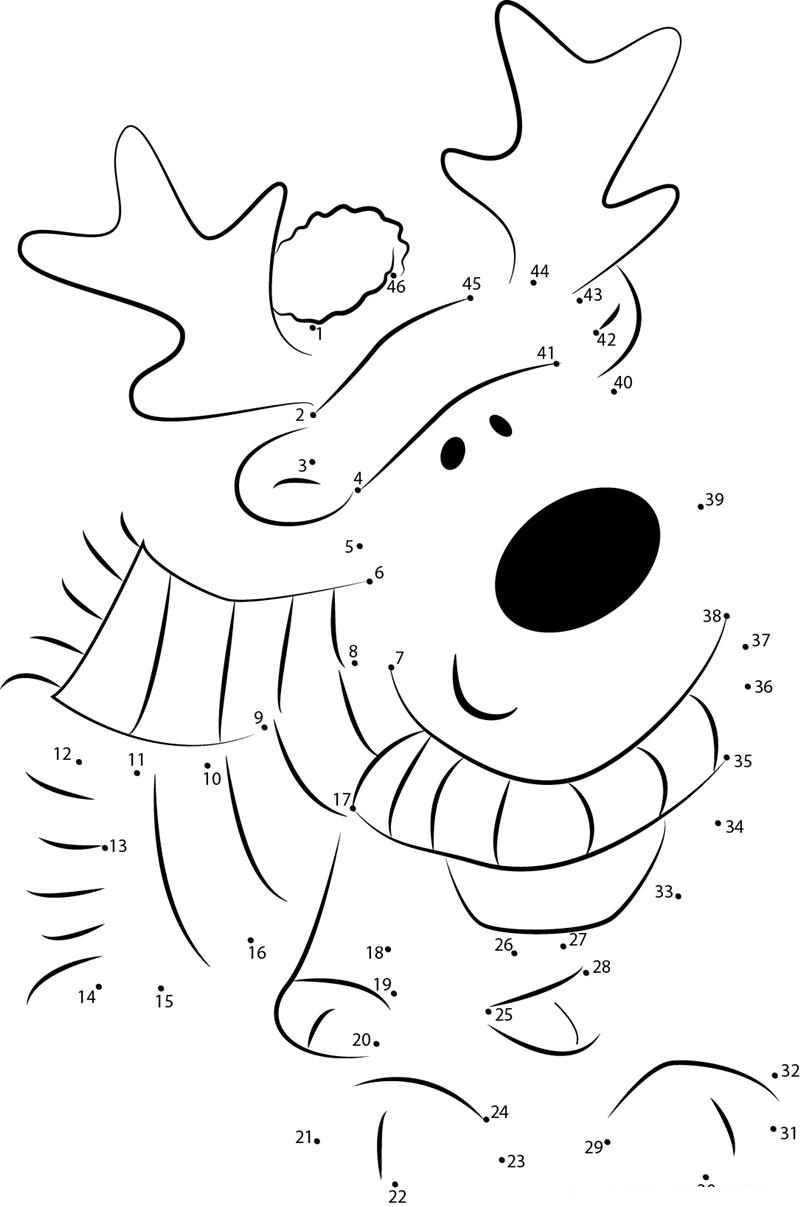 Cartoon Christmas Decorations dot to dot worksheets