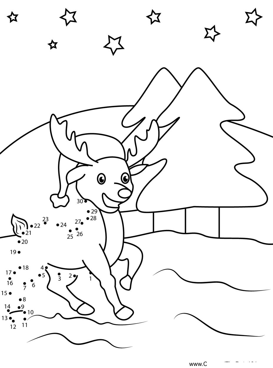 Christmas-Baby-Reindeer dot to dot worksheets