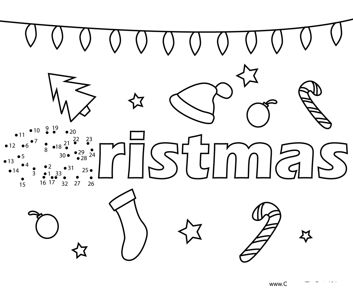 Christmas-Banner-Decoration dot to dot worksheets