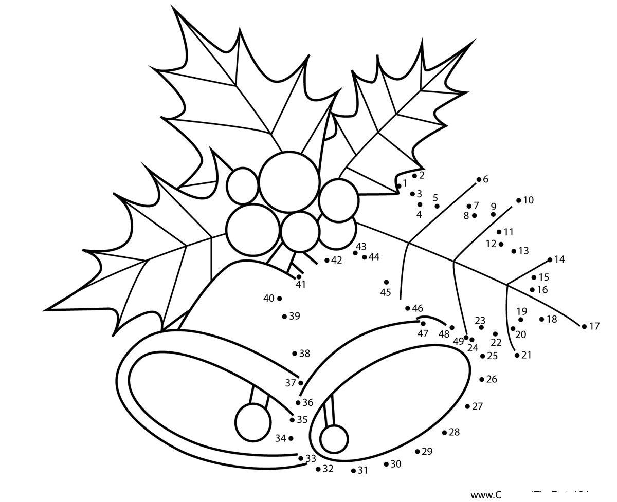 Christmas-Bell-1 dot to dot worksheets