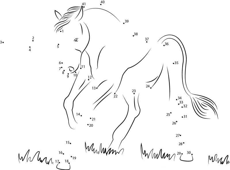 Big Unicorn dot to dot worksheets