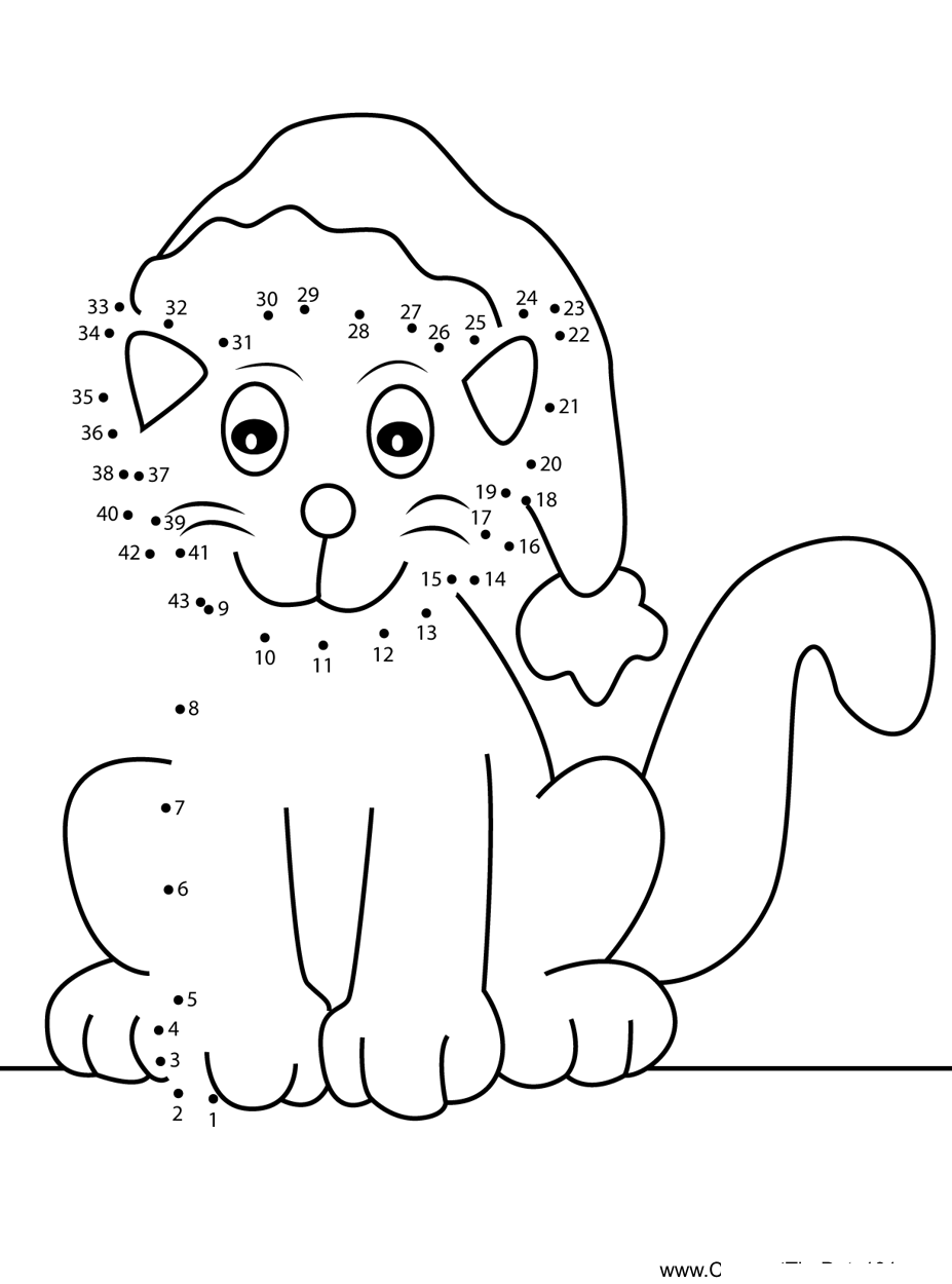 Christmas-Cat dot to dot worksheets