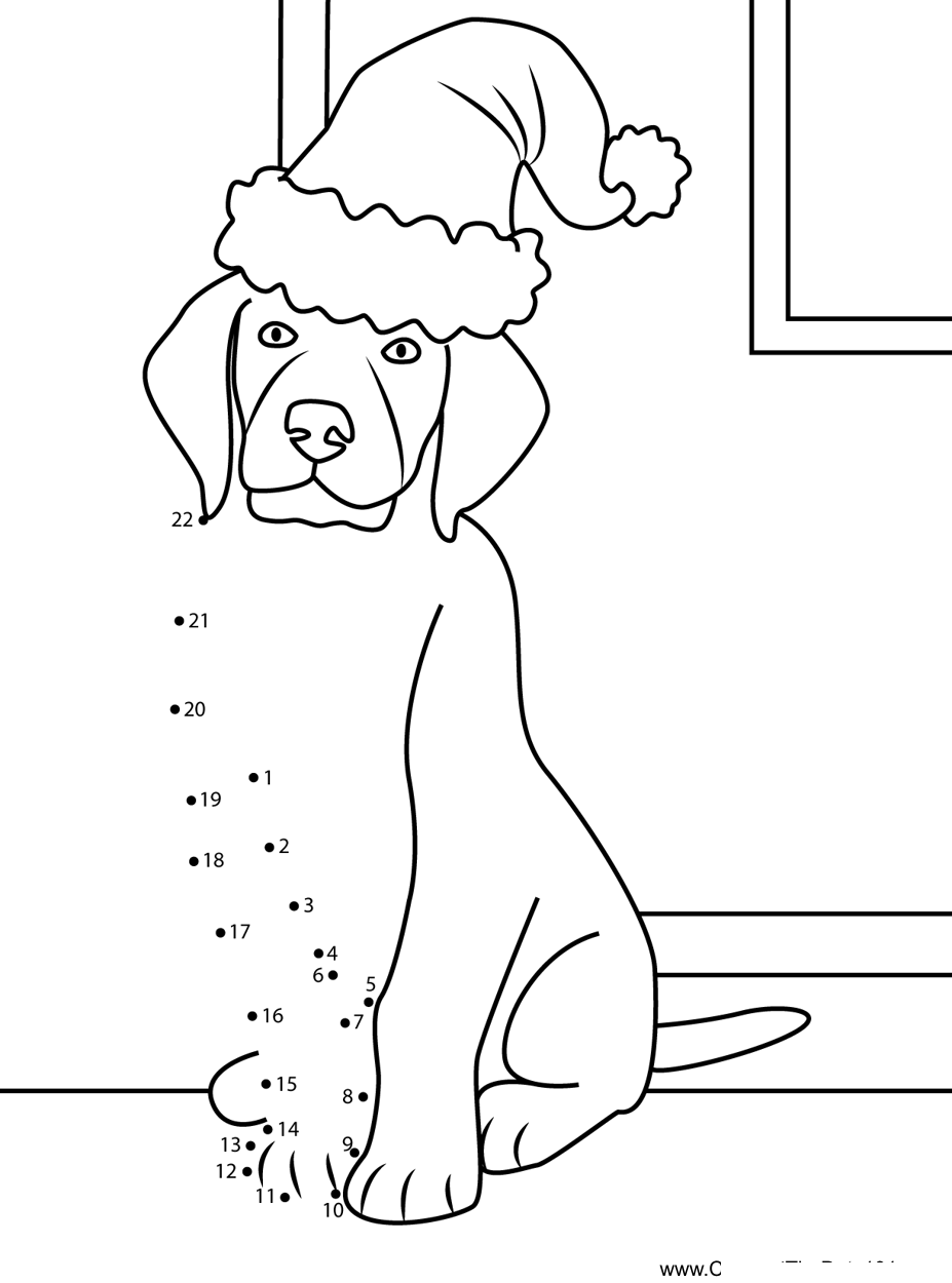 Christmas-Dog dot to dot worksheets