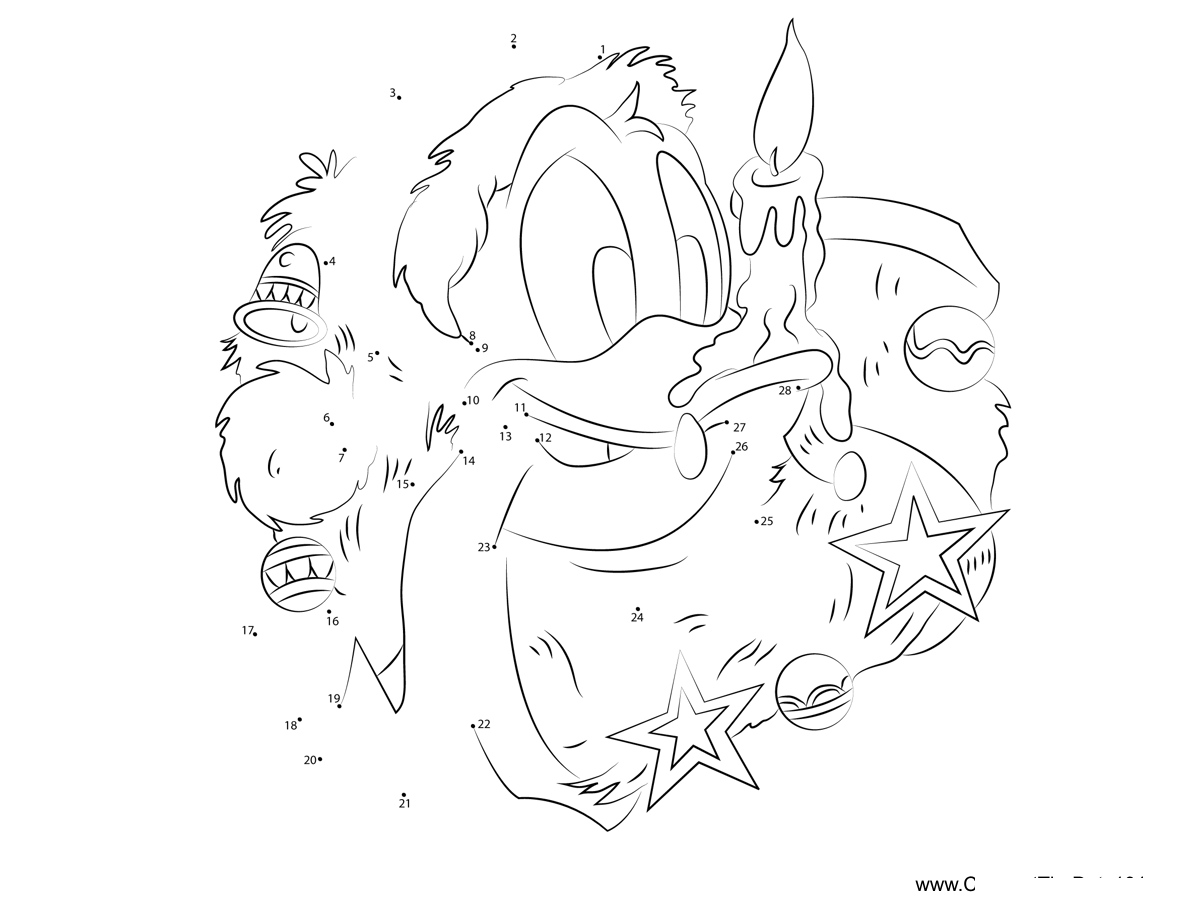 Christmas-Donald-Duck dot to dot worksheets