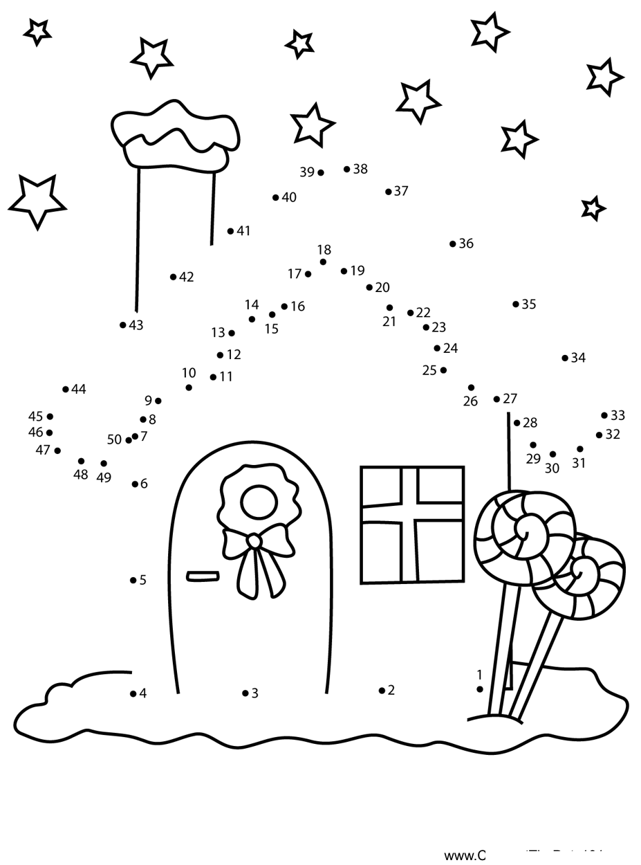 Christmas-House dot to dot worksheets