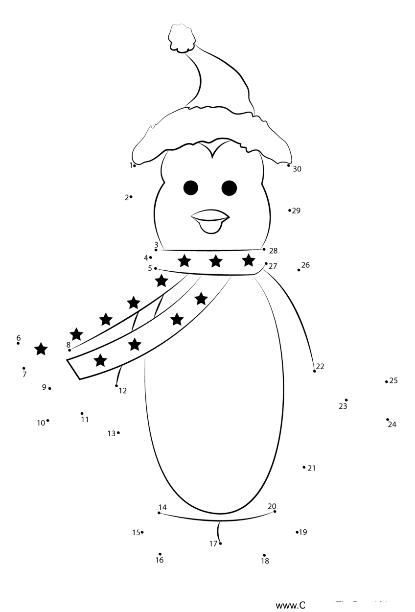 Christmas-Penguin dot to dot worksheets