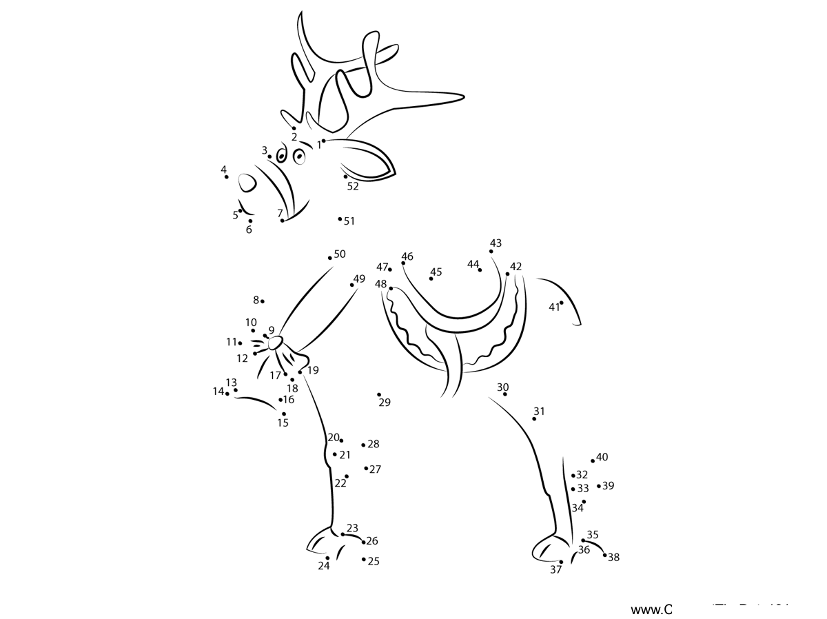 Christmas-Reindeer printable dot to dot worksheet