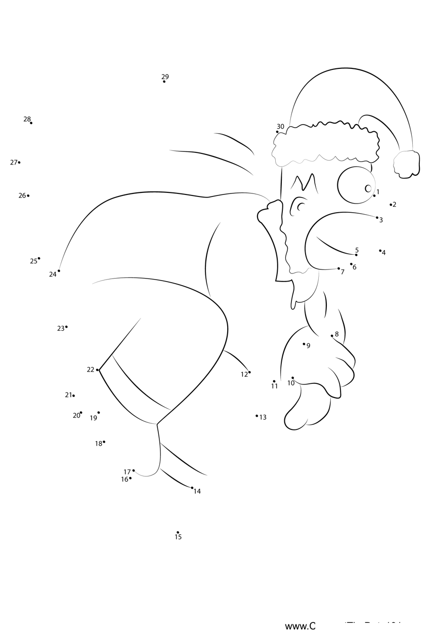 Christmas-Simpsons printable dot to dot worksheet