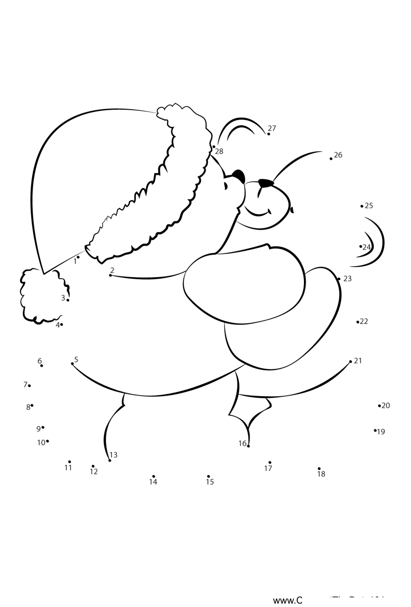 Christmas-Teddy-Bear printable dot to dot worksheet