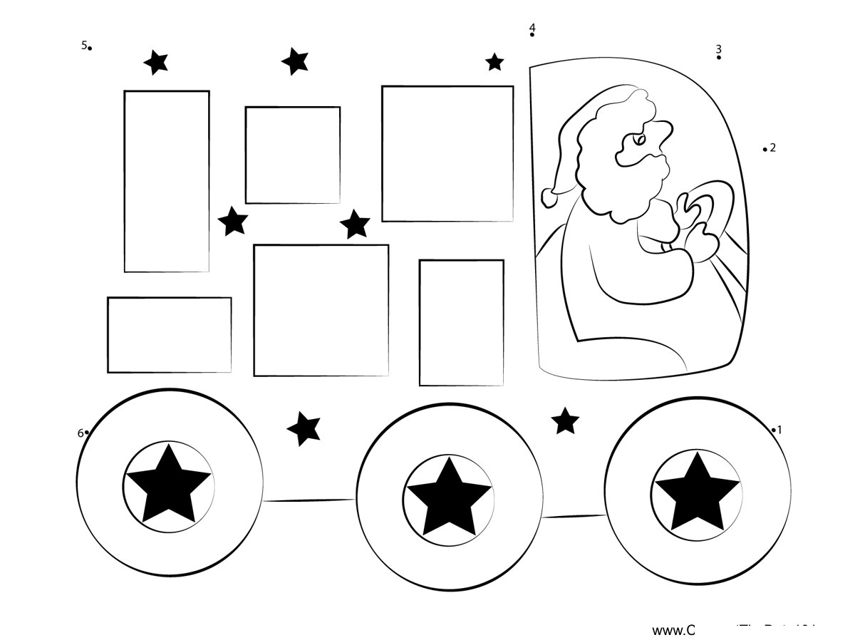 Christmas-Train-Express printable dot to dot worksheet