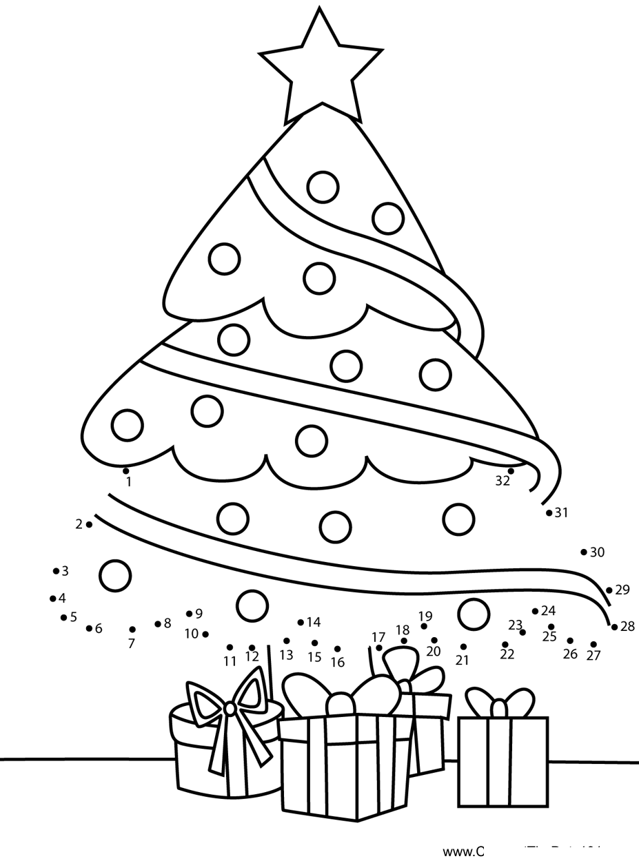 Christmas-Tree-2 dot to dot worksheets