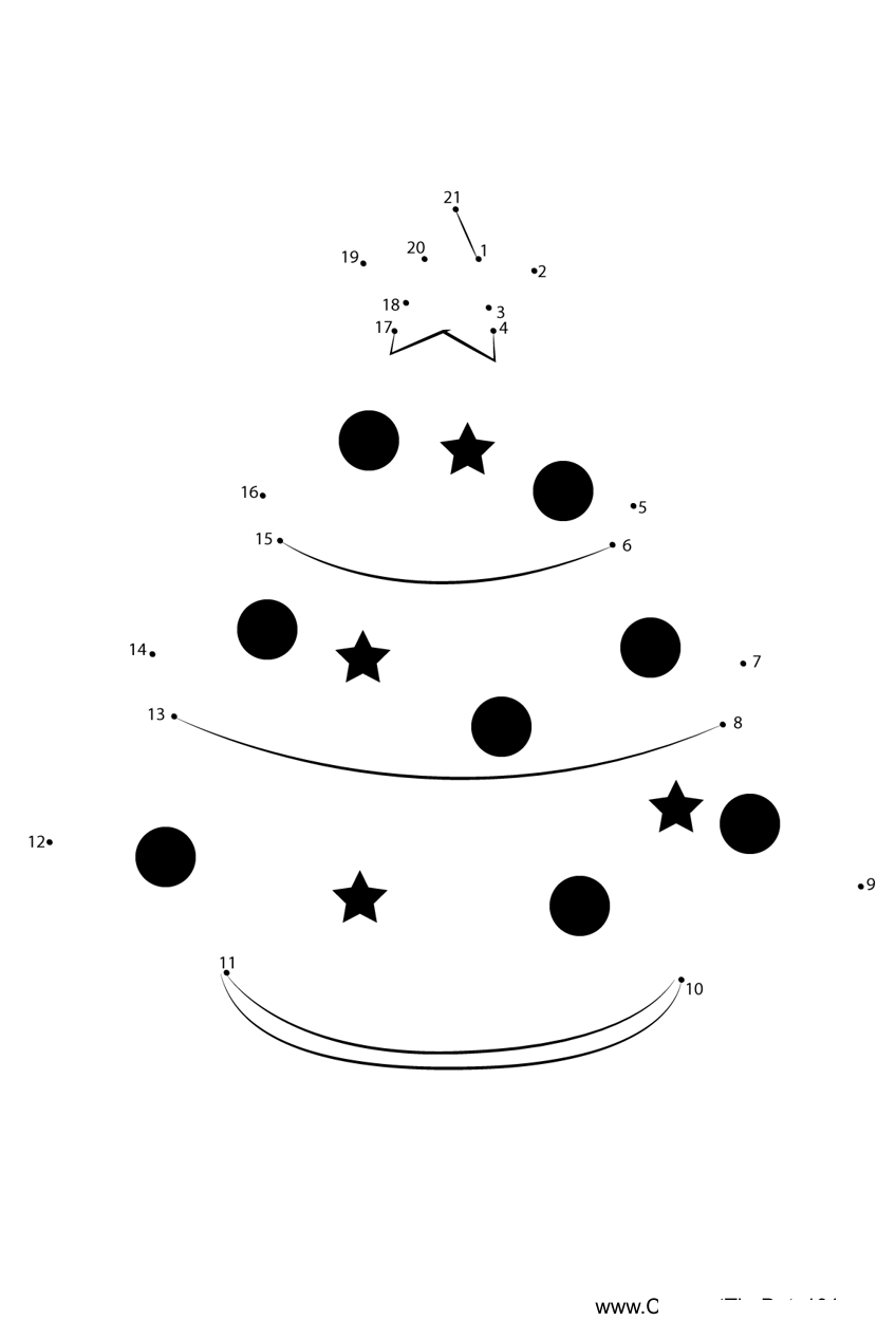 Christmas-Tree-Simple printable dot to dot worksheet