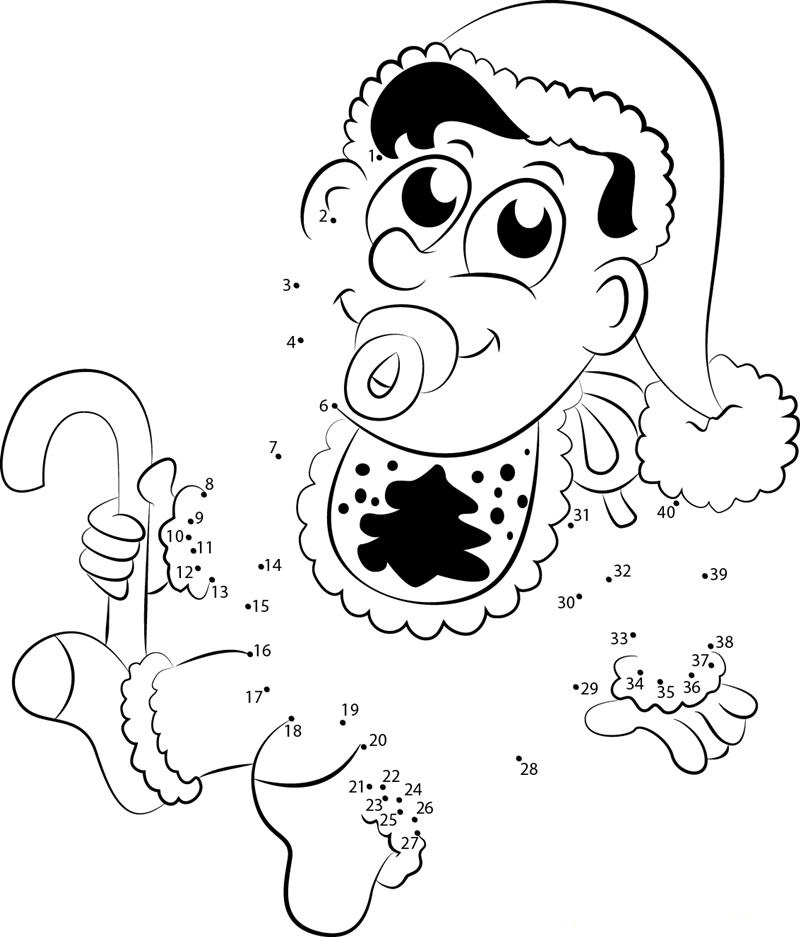 Christmas Baby printable dot to dot worksheet