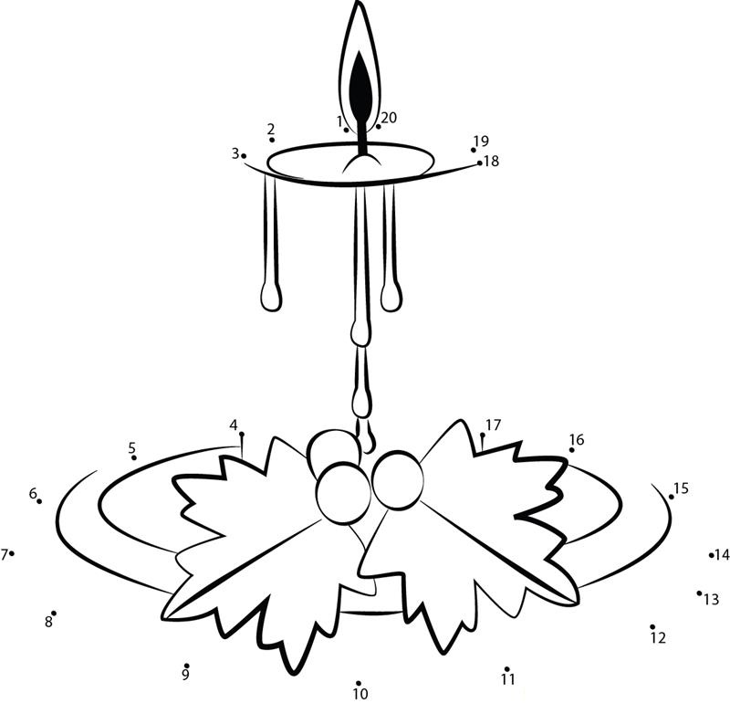 Christmas Candle printable dot to dot worksheet