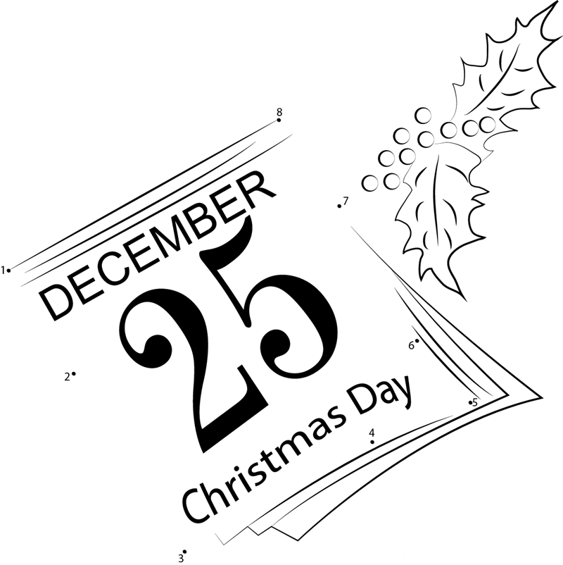 Christmas Day printable dot to dot worksheet