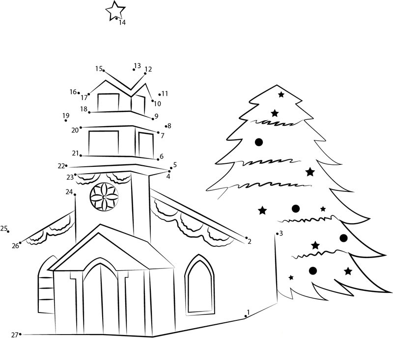 Christmas Decorating Home printable dot to dot worksheet