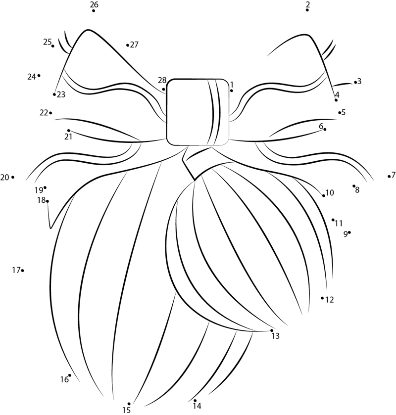 Christmas Decoration Ball Ribbon Christmas printable dot to dot worksheet
