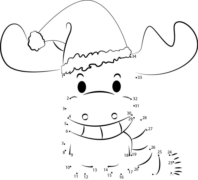 Christmas Deer dot to dot worksheets