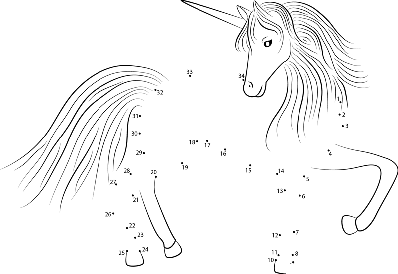 Pegasus Unicorn dot to dot worksheets