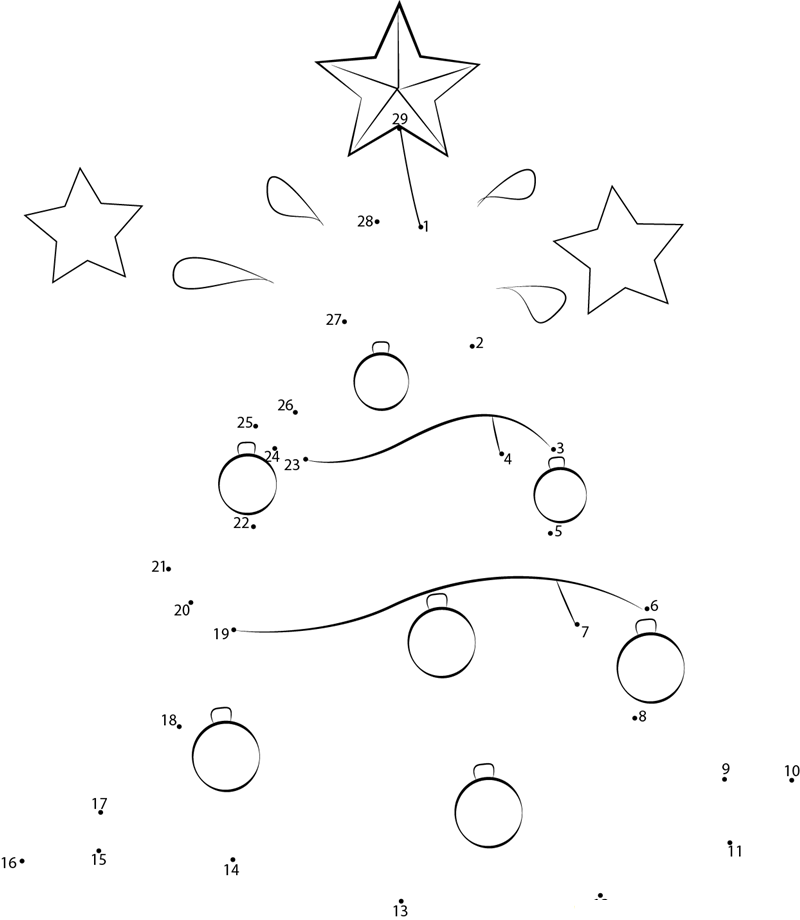 Christmas Tree printable dot to dot worksheet