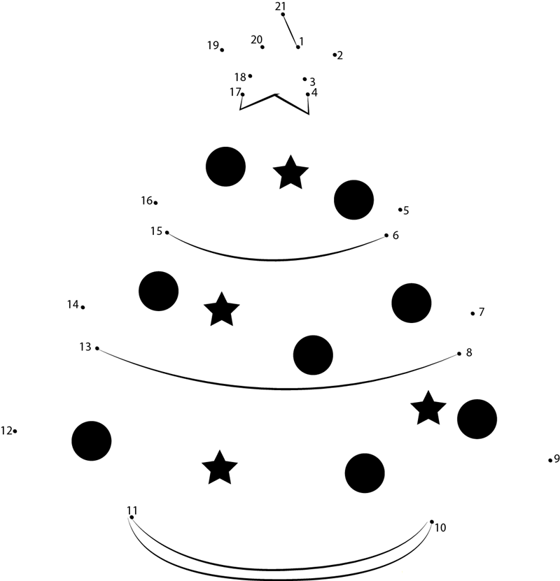 Christmas Tree Big dot to dot worksheets