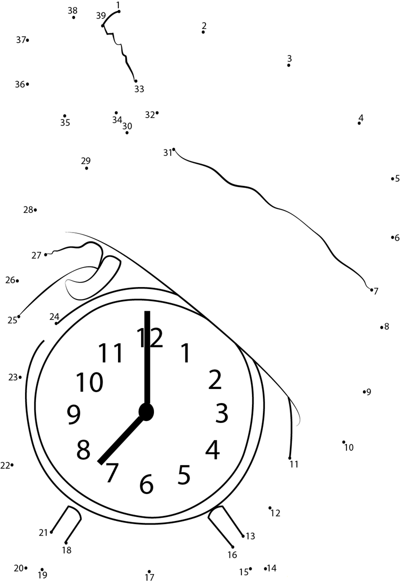 Clock printable dot to dot worksheet