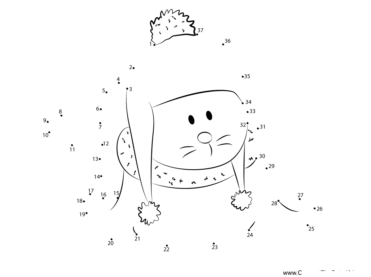 Cute-Baby-Cat-Santa printable dot to dot worksheet