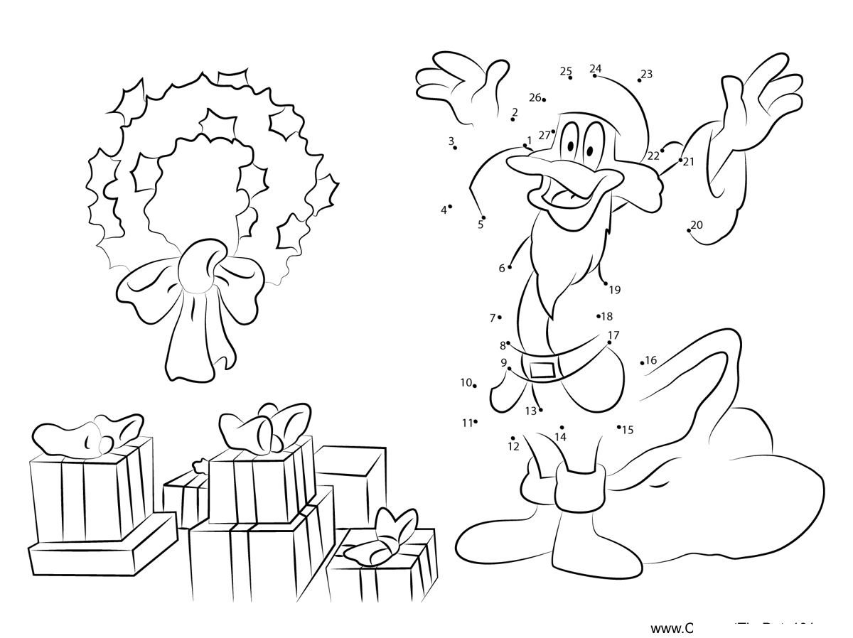 Darkwing-Duck-Christmas dot to dot worksheets