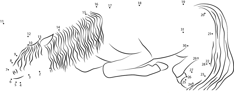 Sleeping Unicorn dot to dot worksheets