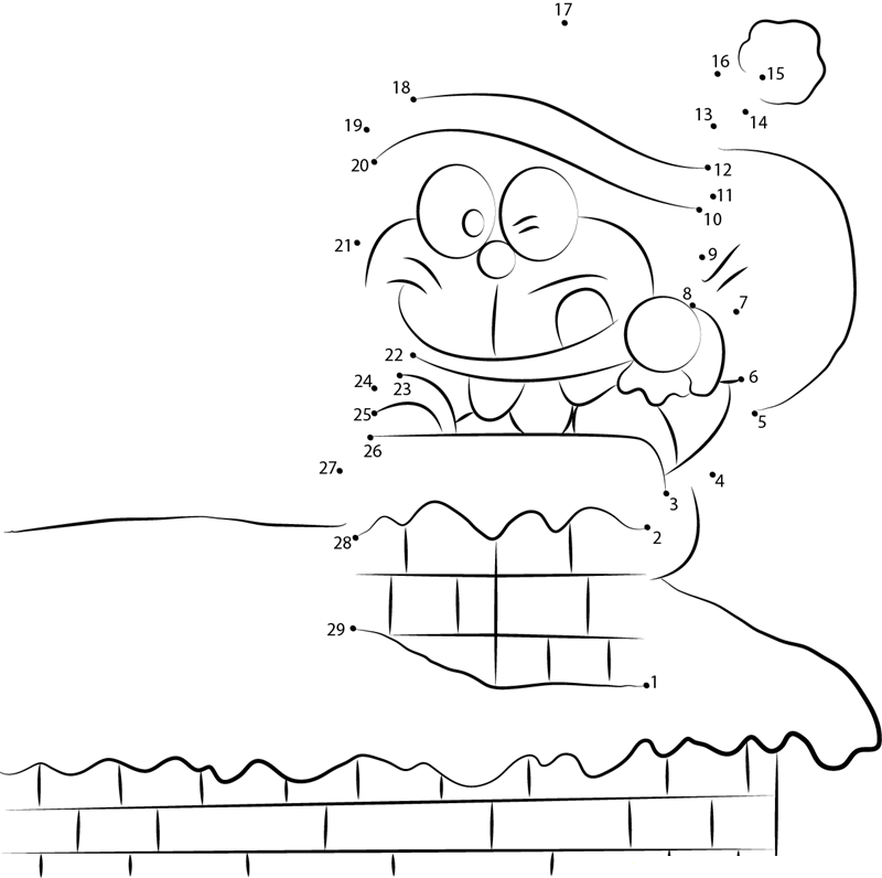 Doraemon dot to dot worksheets