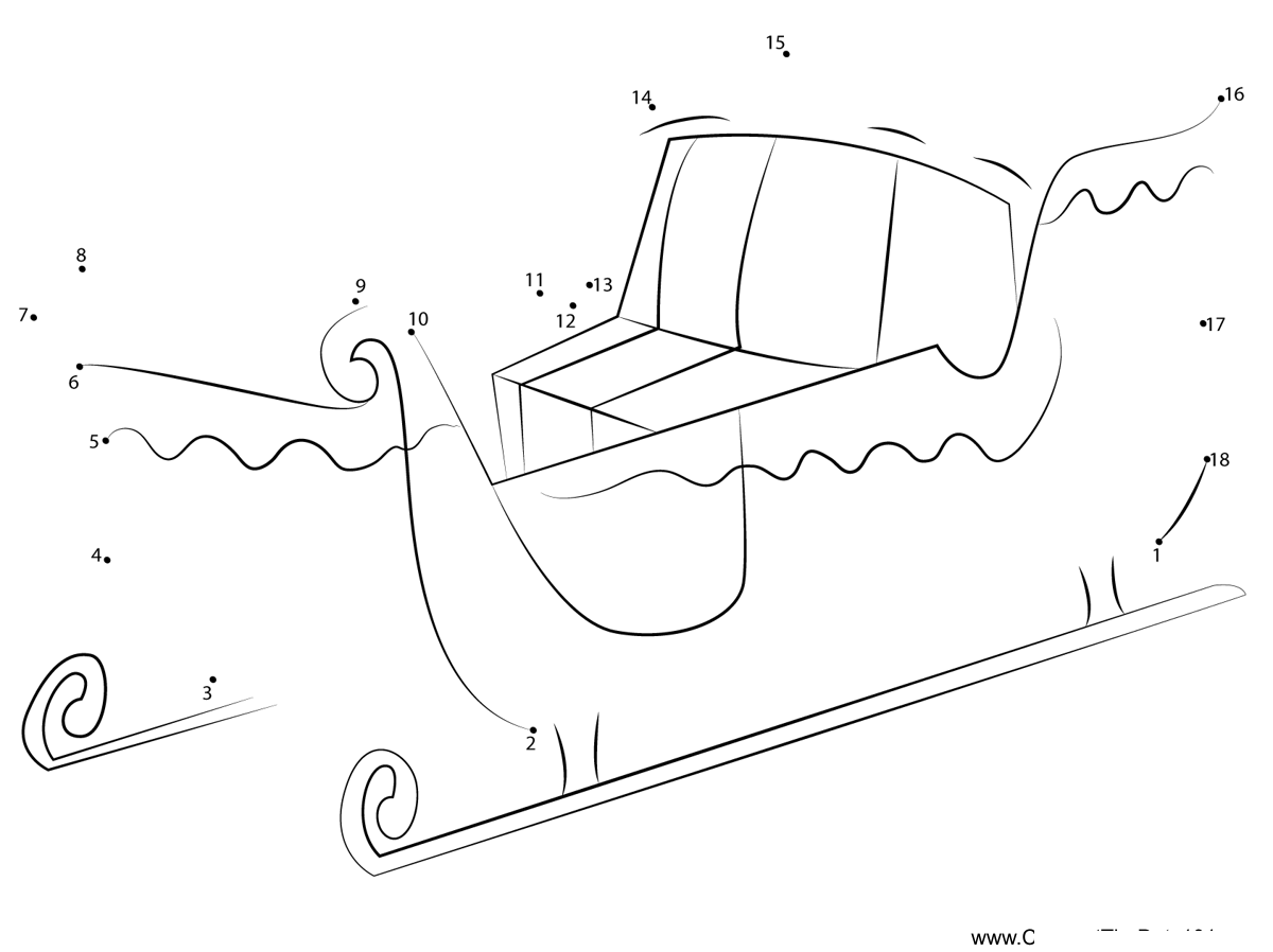 Empty-Santa-Sleigh printable dot to dot worksheet