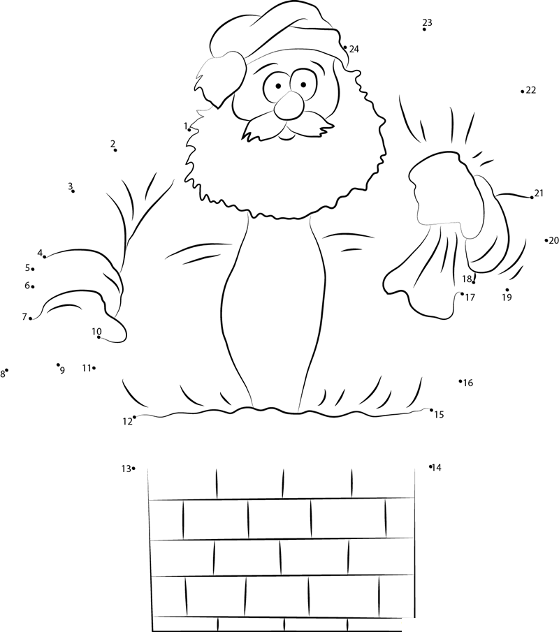 Fat Santa Poll printable dot to dot worksheet