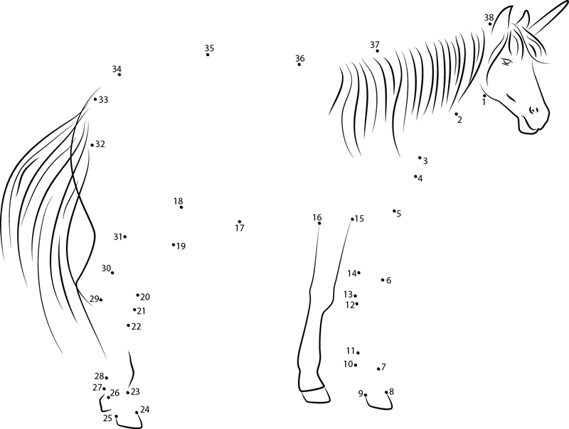 The Unicorn dot to dot worksheets