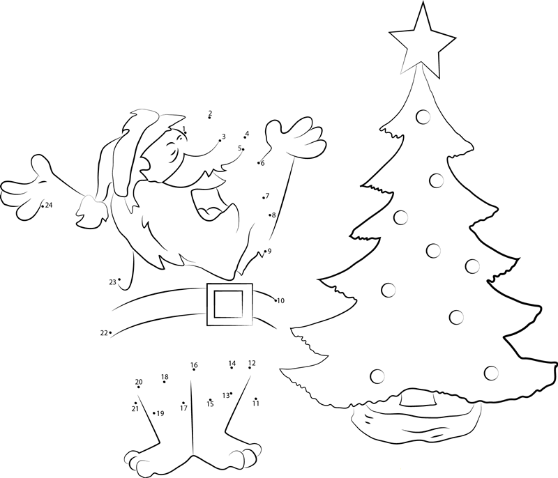 Fred As Santa dot to dot worksheets